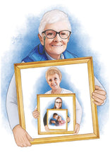 Load image into Gallery viewer, Color "Frame within Frame" Generational Portrait
