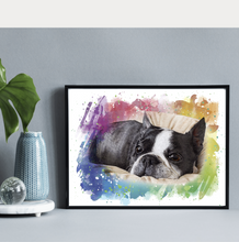 Load image into Gallery viewer, Color Portrait with pets/animals (with a pattern background)