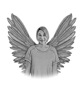 Black & White Portrait with Angel Wings