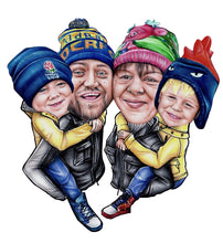 Load image into Gallery viewer, Colour caricature - Family caricature style portrait - drawings and portraits from your photos - drawking.com - DrawKing
